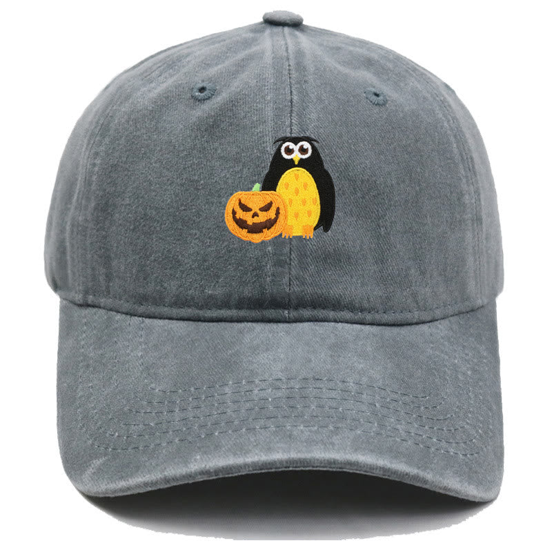 Halloween Kürbis Eule Bestickte Baseballmütze - Grau - M（22"-22 7/8"） - image 4