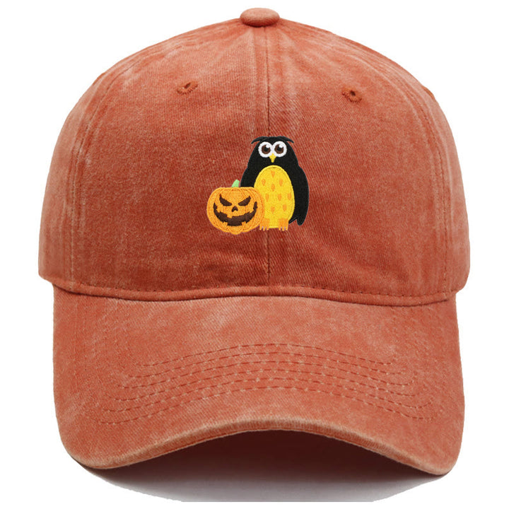 Halloween Kürbis Eule Bestickte Baseballmütze - Orange - M（22"-22 7/8"） - image 0