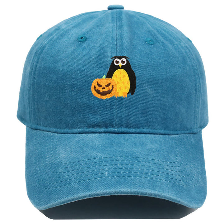 Halloween Kürbis Eule Bestickte Baseballmütze - Seeblau - M（22"-22 7/8"） - image 11
