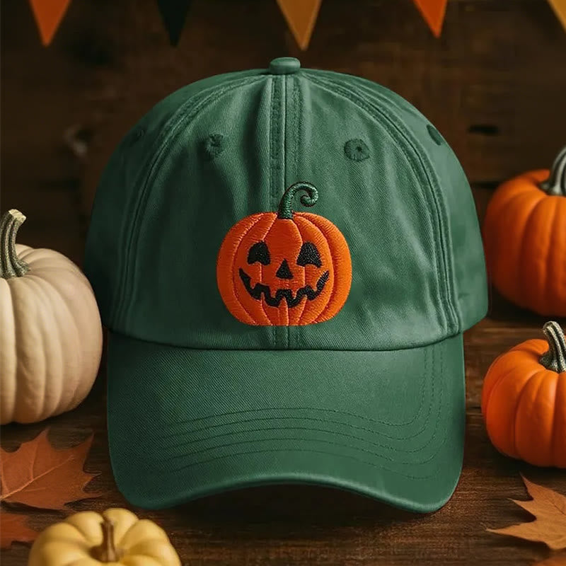 Halloween 3D-gedruckte Baseballkappe mit Kürbisgesicht - Grün - Einstellbar (22"-23 5/8") - image 0