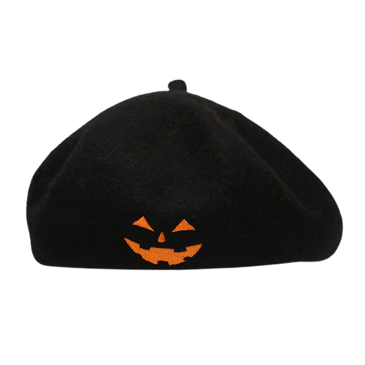 Halloween Süßes Lächeln Bestickte Baskenmütze Kürbismütze - Schwarz Orange - M（22"-22 7/8"） - image 4