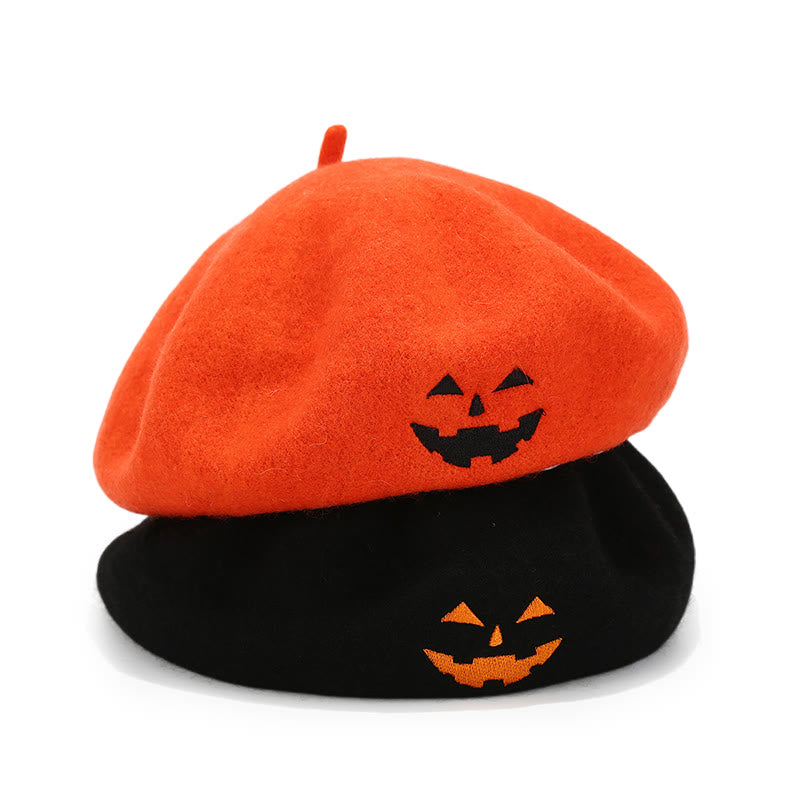 Halloween Süßes Lächeln Bestickte Baskenmütze Kürbismütze - image 0