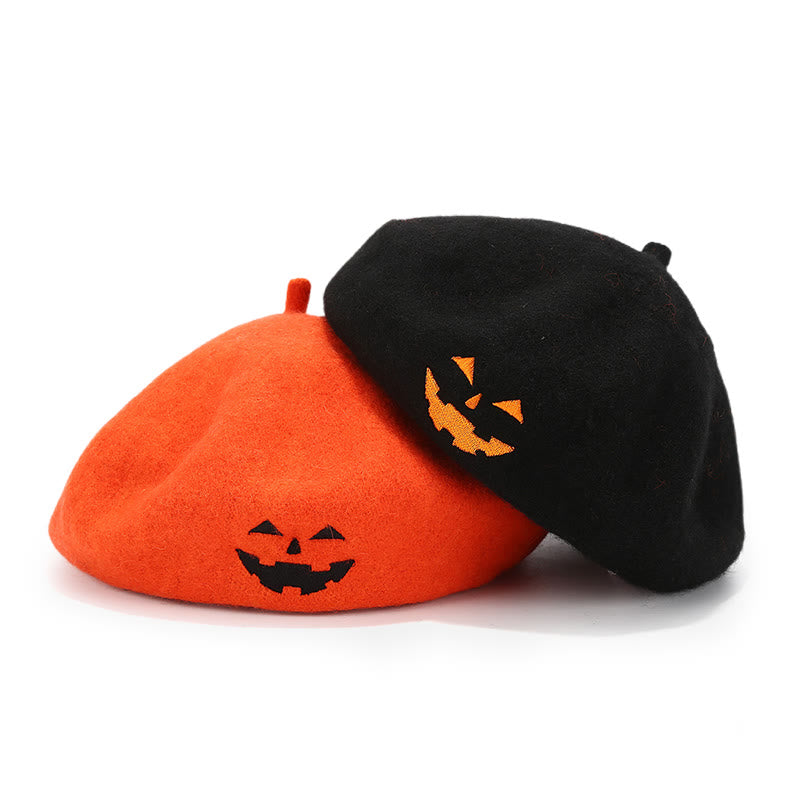 Halloween Süßes Lächeln Bestickte Baskenmütze Kürbismütze - image 1