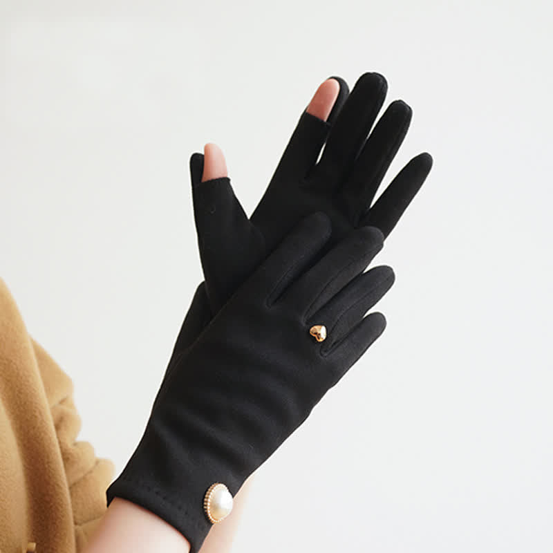 Elegante Damenhandschuhe mit Kunstperlen und Herz-Design - image 5