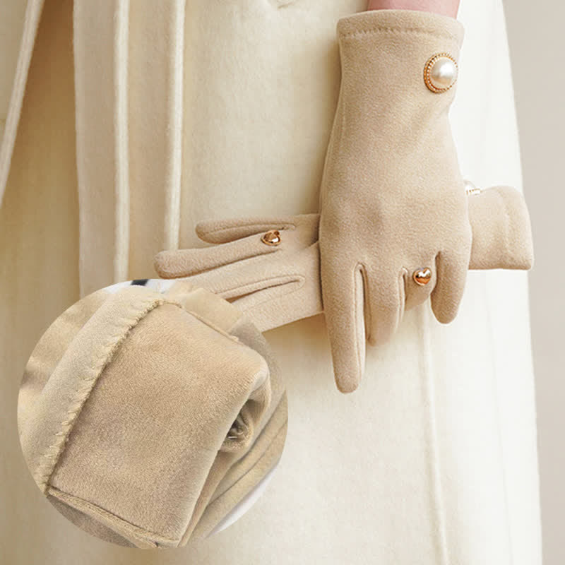 Elegante Damenhandschuhe mit Kunstperlen und Herz-Design - image 3