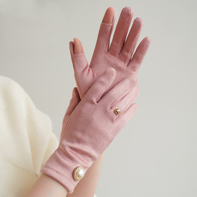 Elegante Damenhandschuhe mit Kunstperlen und Herz-Design - image 8