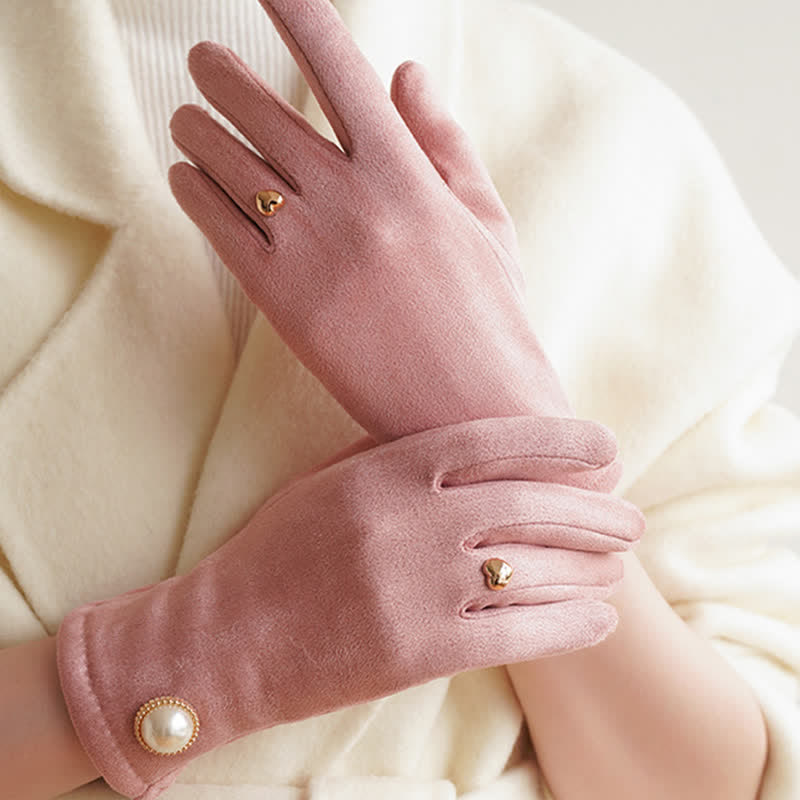 Elegante Damenhandschuhe mit Kunstperlen und Herz-Design - image 7