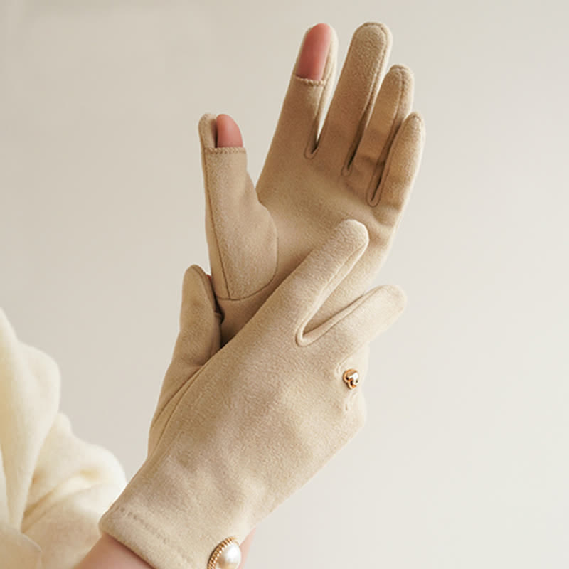 Elegante Damenhandschuhe mit Kunstperlen und Herz-Design - image 2