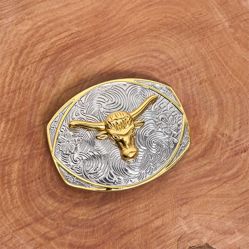 Native Golden DIY Longhorn Head Ledergürtel mit großer Schnalle - image 1