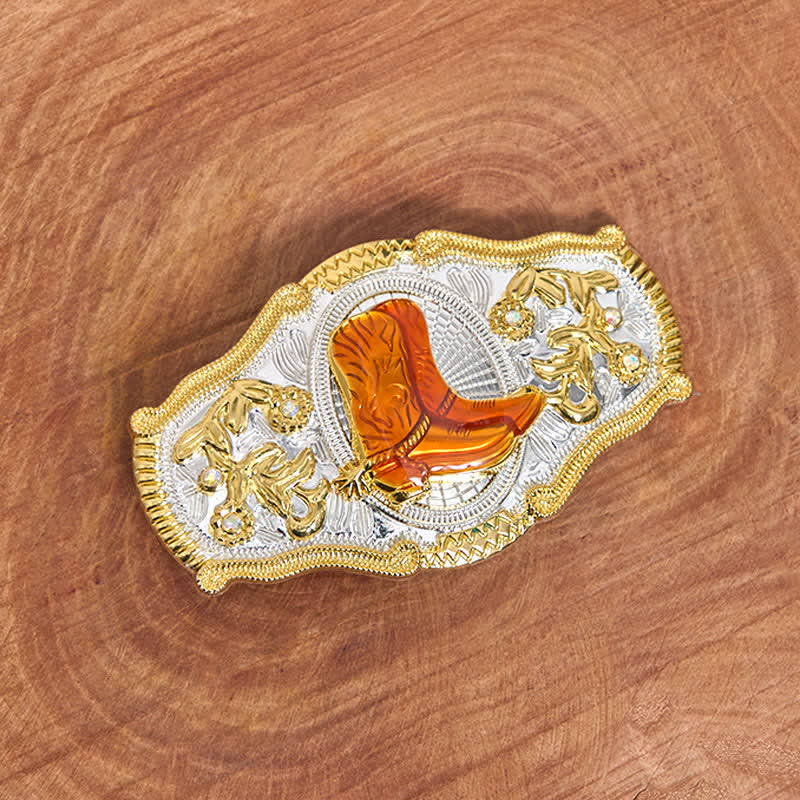 Gold- und orangefarbene Boots DIY West Ledergürtel mit großer Schnalle - image 1