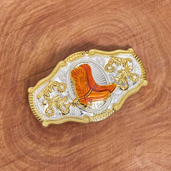 Gold- und orangefarbene Boots DIY West Ledergürtel mit großer Schnalle - image 1