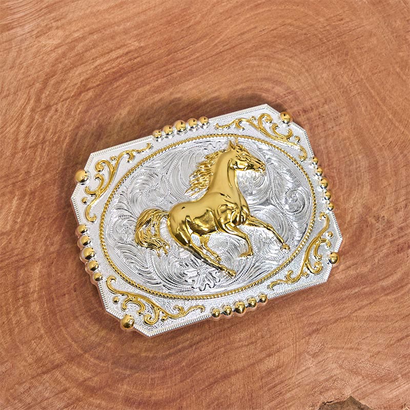 Golden Running Horse DIY Cowboy Schnalle Ledergürtel - image 2