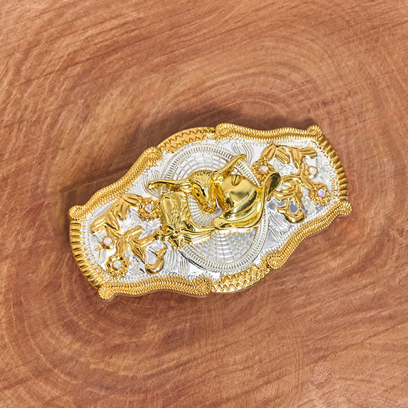 Goldener Bulle & Cowboyhut DIY West Ledergürtel mit großer Schnalle - image 1