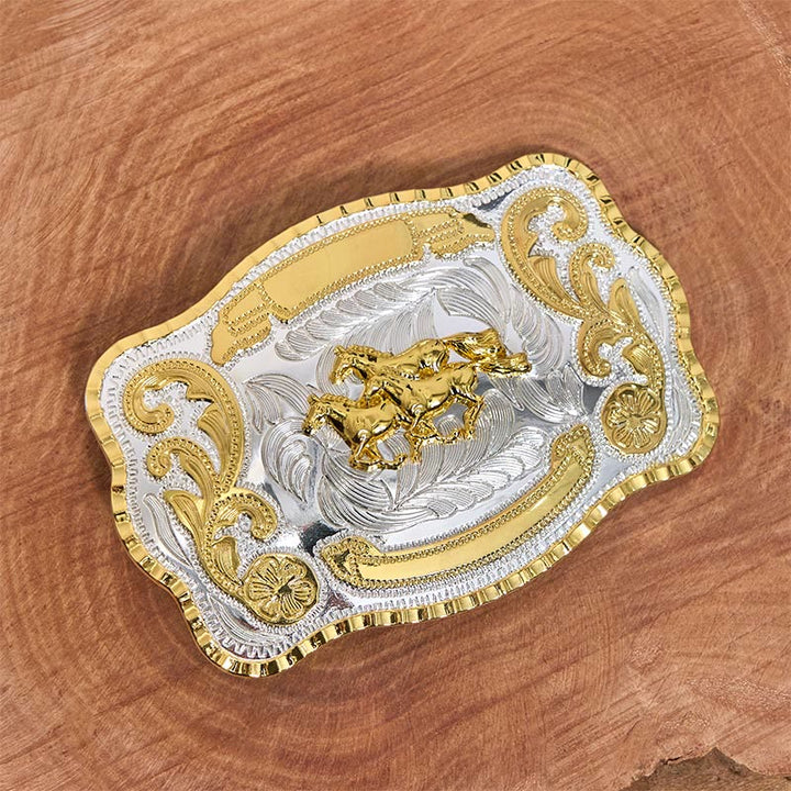 Drei galoppierende Pferde DIY Cowboy Schnalle Ledergürtel - image 2