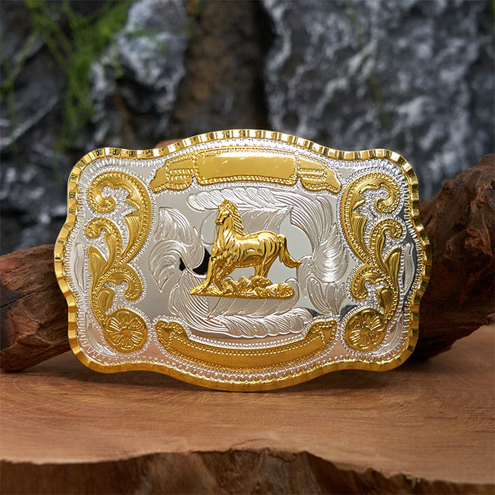 Golden Gallant Horse DIY Cowboy Schnalle Ledergürtel - Galantes Pferd - Ohne Gürtel - Nicht im Lieferumfang enthaltener Gürtel - image 0