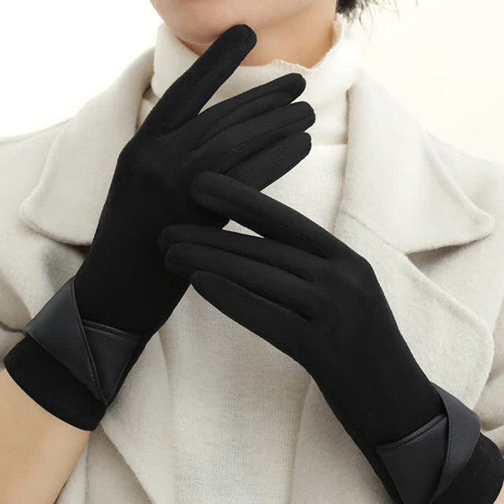 Einfarbige, warme, mit Fleece gefütterte Wildlederhandschuhe für Damen - image 19