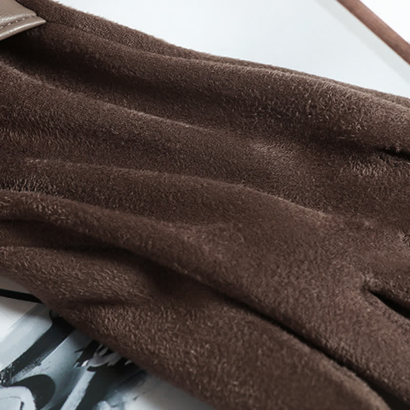 Einfarbige, warme, mit Fleece gefütterte Wildlederhandschuhe für Damen - image 6