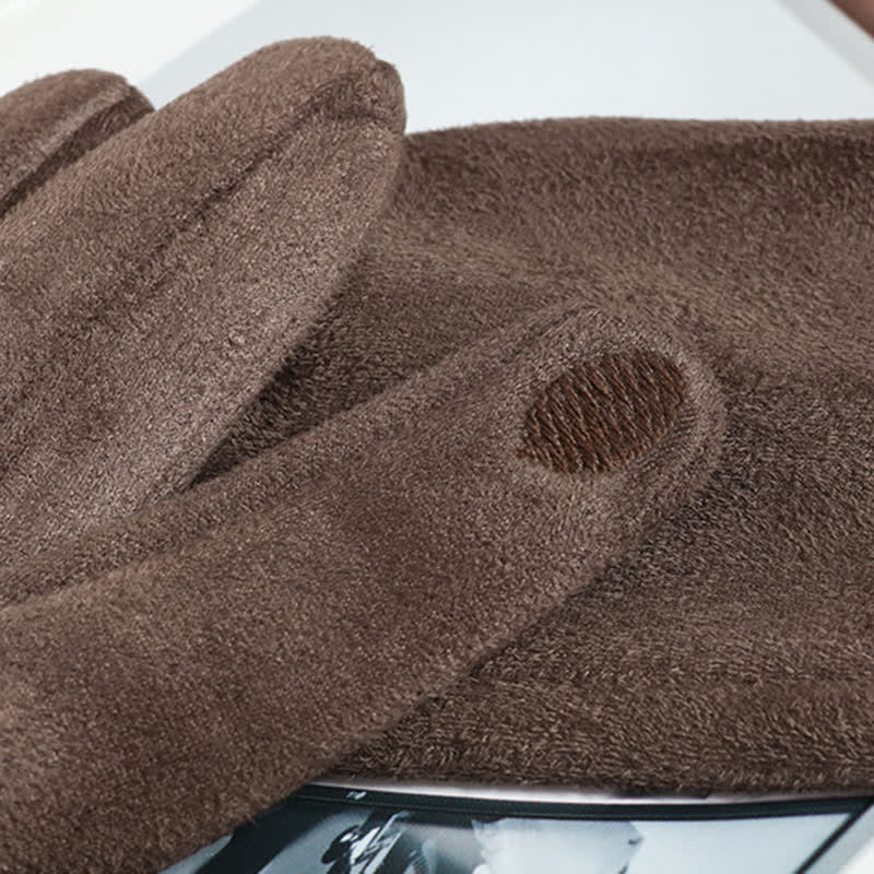 Einfarbige, warme, mit Fleece gefütterte Wildlederhandschuhe für Damen - image 5