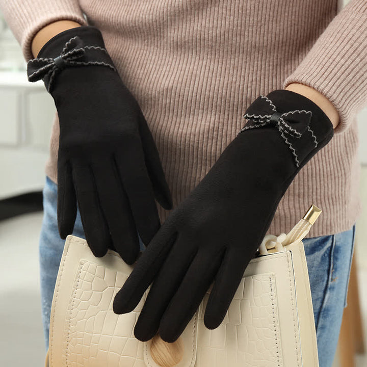 Süße Damenhandschuhe mit Schleife und Vollfinger-Bedeckung - image 9