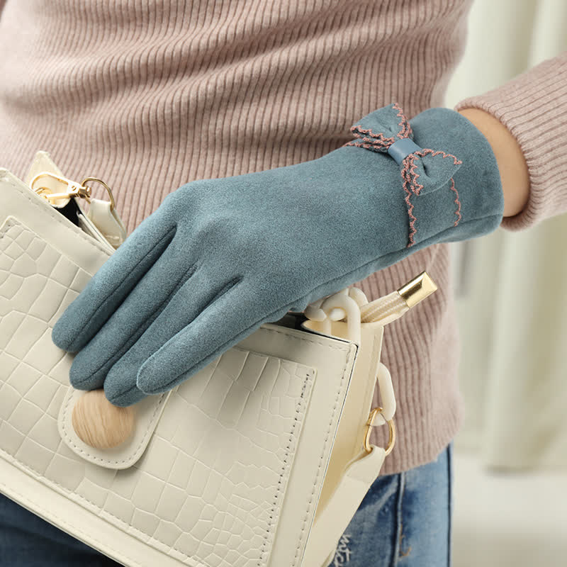 Süße Damenhandschuhe mit Schleife und Vollfinger-Bedeckung - image 12