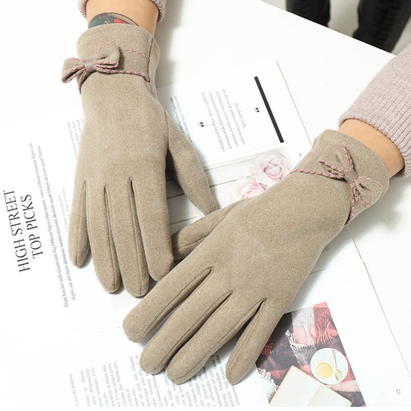 Süße Damenhandschuhe mit Schleife und Vollfinger-Bedeckung - image 1