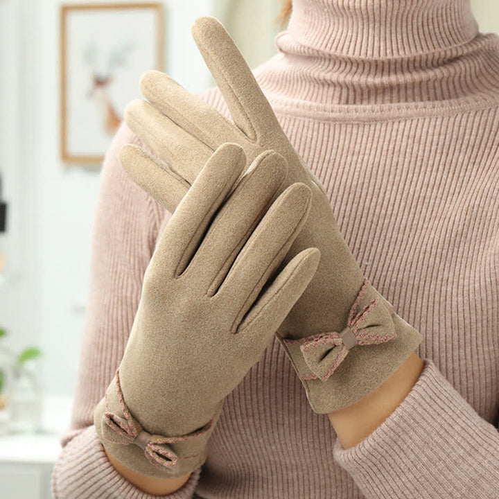 Süße Damenhandschuhe mit Schleife und Vollfinger-Bedeckung - image 5