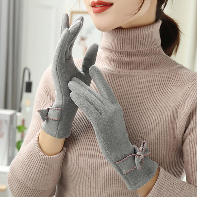 Süße Damenhandschuhe mit Schleife und Vollfinger-Bedeckung - image 15