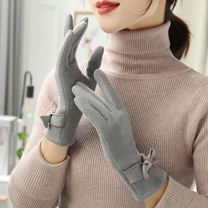 Süße Damenhandschuhe mit Schleife und Vollfinger-Bedeckung - image 15