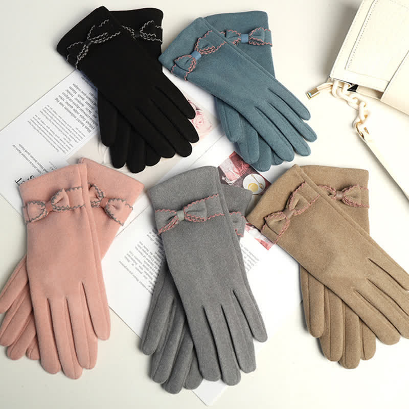 Süße Damenhandschuhe mit Schleife und Vollfinger-Bedeckung - image 7