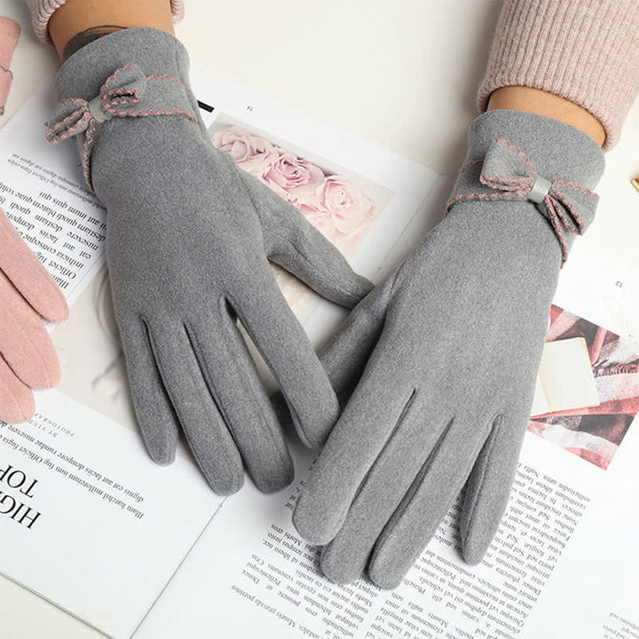 Süße Damenhandschuhe mit Schleife und Vollfinger-Bedeckung - image 14