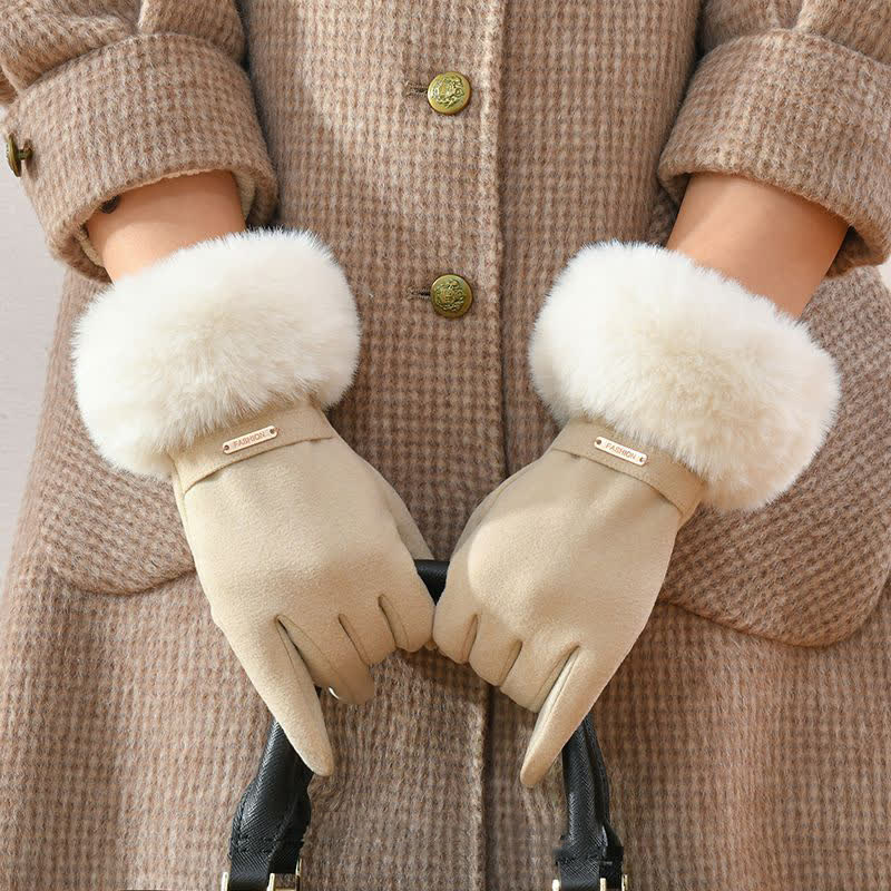 Warme, flauschige Plüsch-Touchscreen-Handschuhe für Damen - image 1