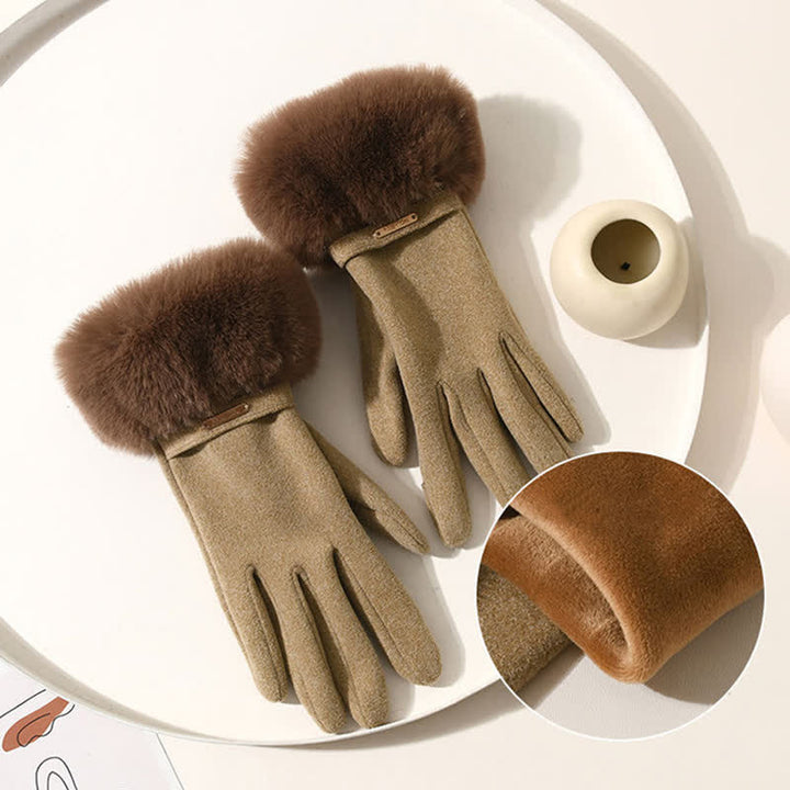 Warme, flauschige Plüsch-Touchscreen-Handschuhe für Damen - image 3