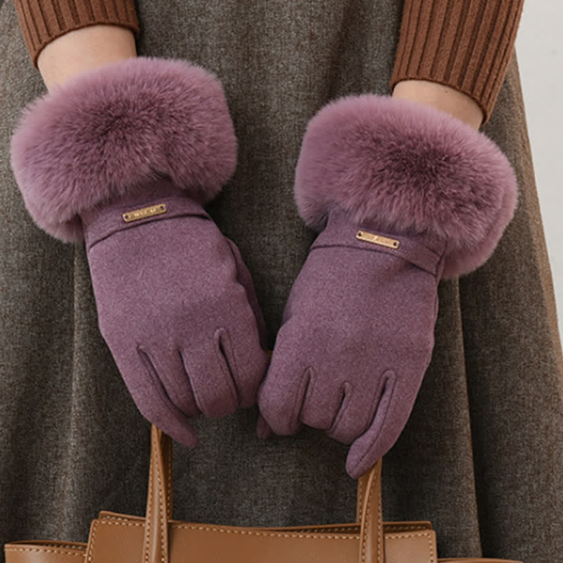 Warme, flauschige Plüsch-Touchscreen-Handschuhe für Damen - image 6