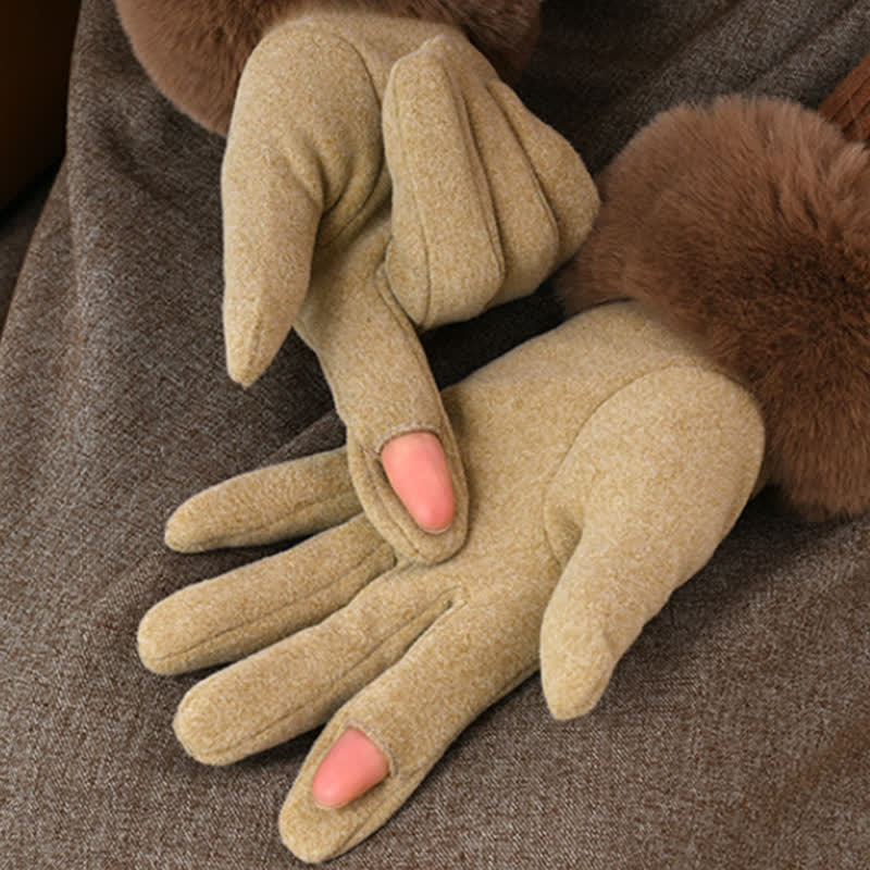 Warme, flauschige Plüsch-Touchscreen-Handschuhe für Damen - image 4
