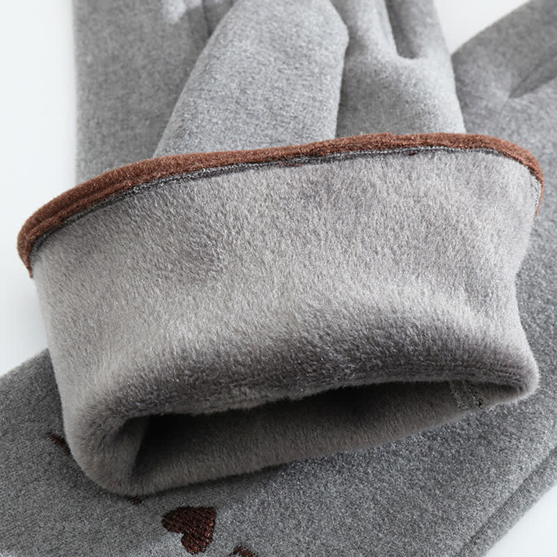 Damenhandschuhe mit süßer Katzenstickerei und Touchscreen-Fingerspitze - image 8