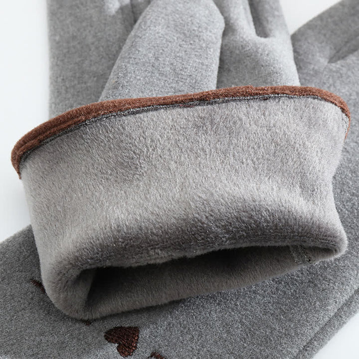 Damenhandschuhe mit süßer Katzenstickerei und Touchscreen-Fingerspitze - image 8