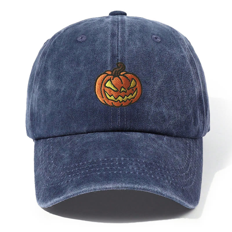 Halloween Kürbiskopf bestickte gewaschene Baseballkappe - Marineblau - Einstellbar (21 5/8"-22 7/8") - image 5