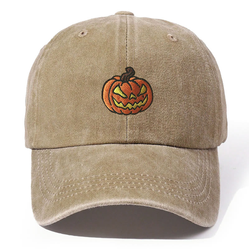 Halloween Kürbiskopf bestickte gewaschene Baseballkappe - Khaki - Einstellbar (21 5/8"-22 7/8") - image 7