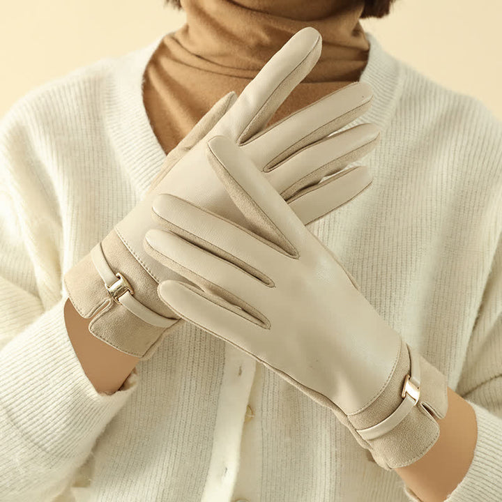 Elegante Winterhandschuhe aus Wildleder mit Metallschnalle für Damen - image 1