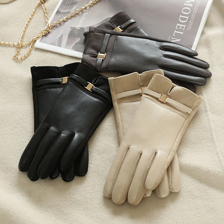 Elegante Winterhandschuhe aus Wildleder mit Metallschnalle für Damen - image 2