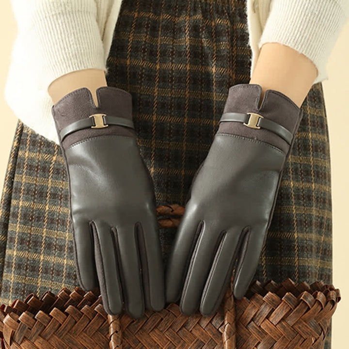 Elegante Winterhandschuhe aus Wildleder mit Metallschnalle für Damen - image 11