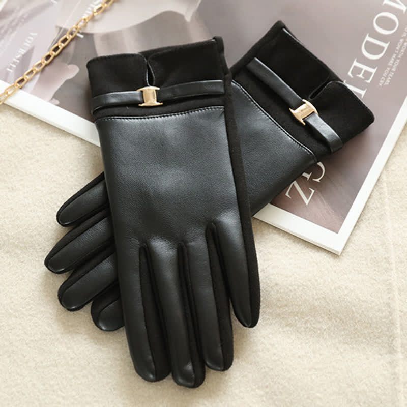 Elegante Winterhandschuhe aus Wildleder mit Metallschnalle für Damen - image 9