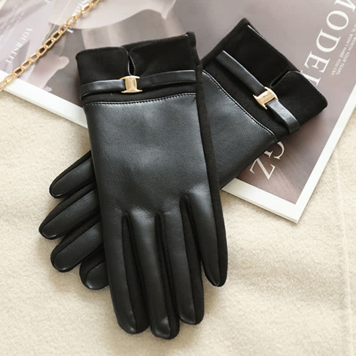 Elegante Winterhandschuhe aus Wildleder mit Metallschnalle für Damen - image 9