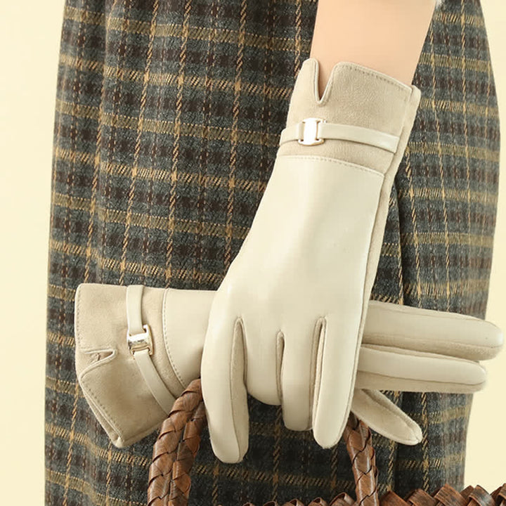 Elegante Winterhandschuhe aus Wildleder mit Metallschnalle für Damen - image 4