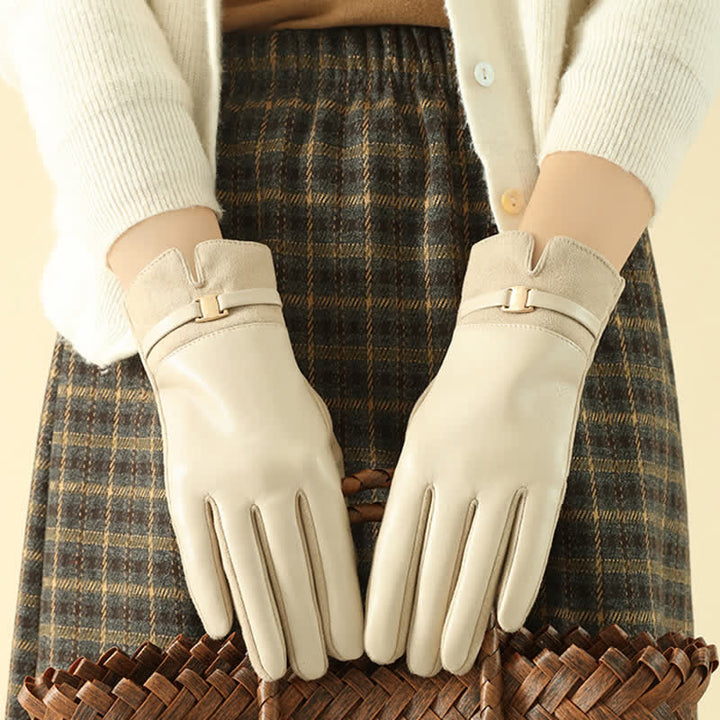 Elegante Winterhandschuhe aus Wildleder mit Metallschnalle für Damen - image 3