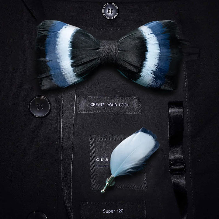 Schwarze & Blaue Federfliege mit Reversnadel - Erwachsener - image 2