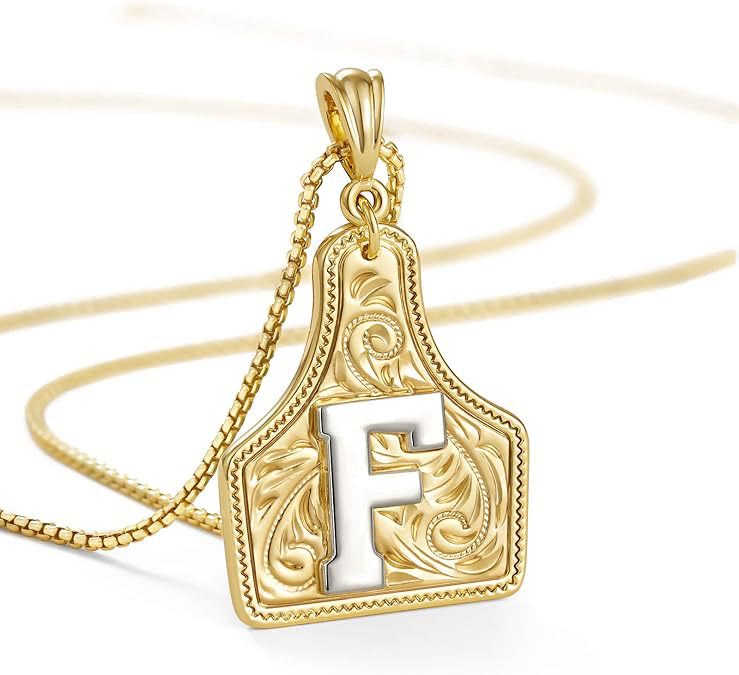 Modische Halskette mit geprägtem goldenen Buchstabenanhänger - F - image 8