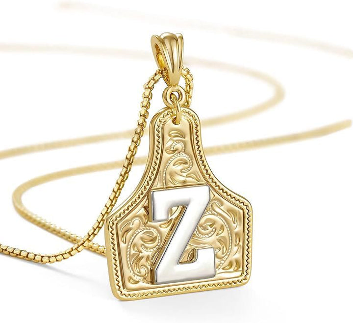 Modische Halskette mit geprägtem goldenen Buchstabenanhänger - Z - image 28