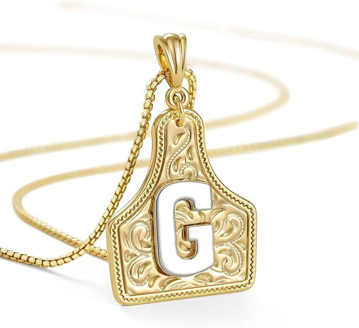 Modische Halskette mit geprägtem goldenen Buchstabenanhänger - G - image 9