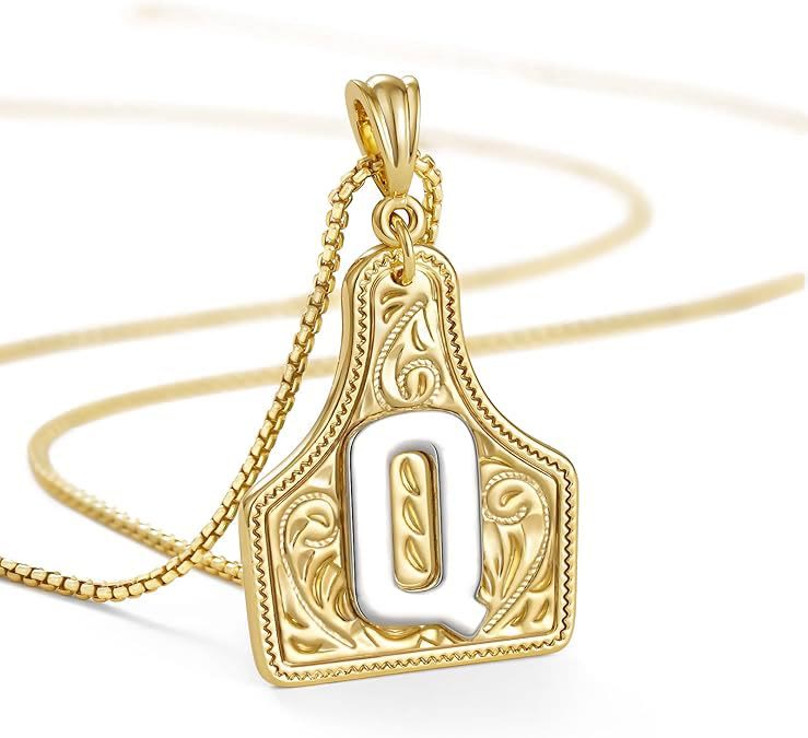 Modische Halskette mit geprägtem goldenen Buchstabenanhänger - Q - image 19